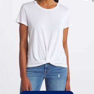 White Knot-Front Women's Top